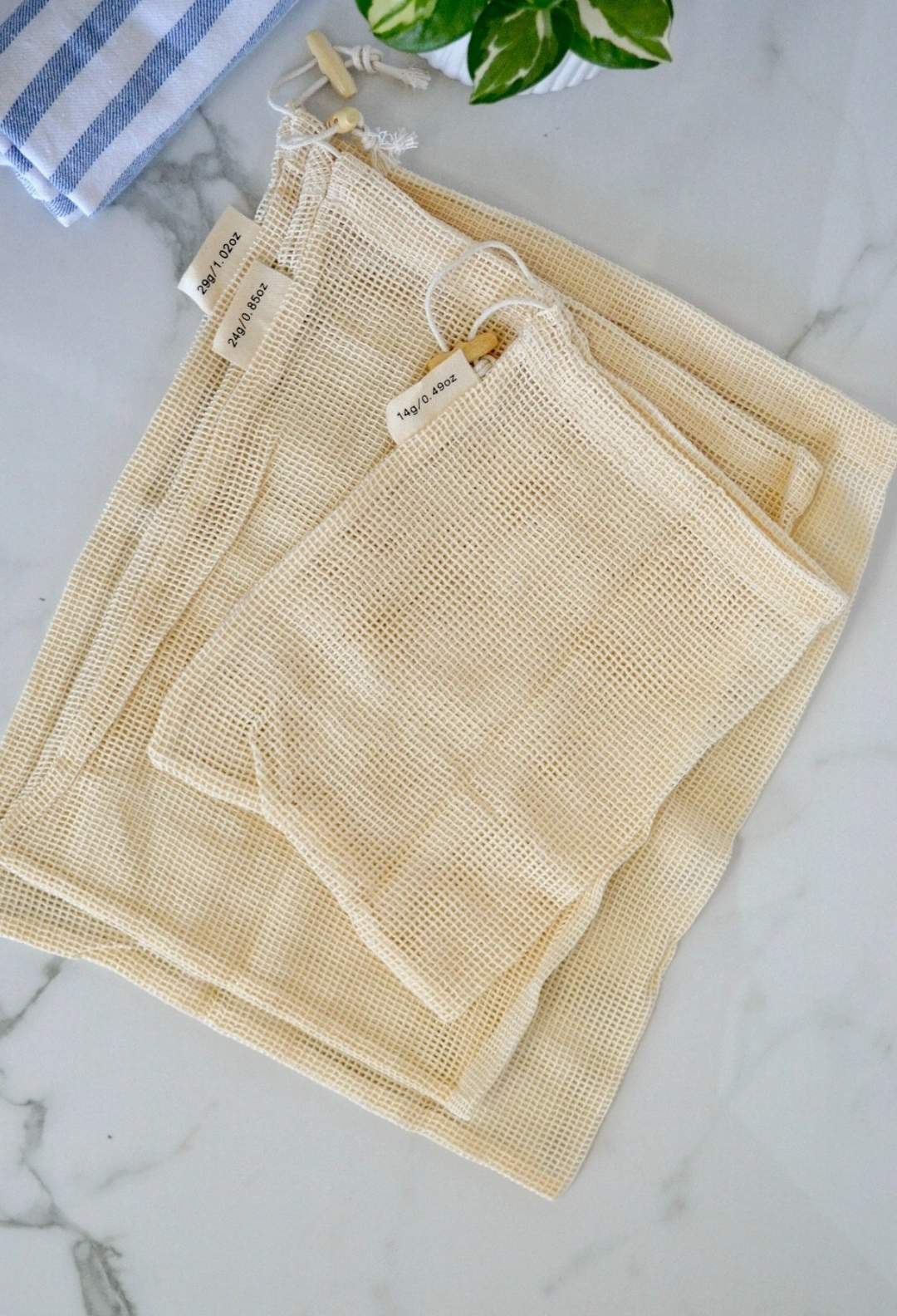 Set of 3 Cotton Mesh Produce Bags