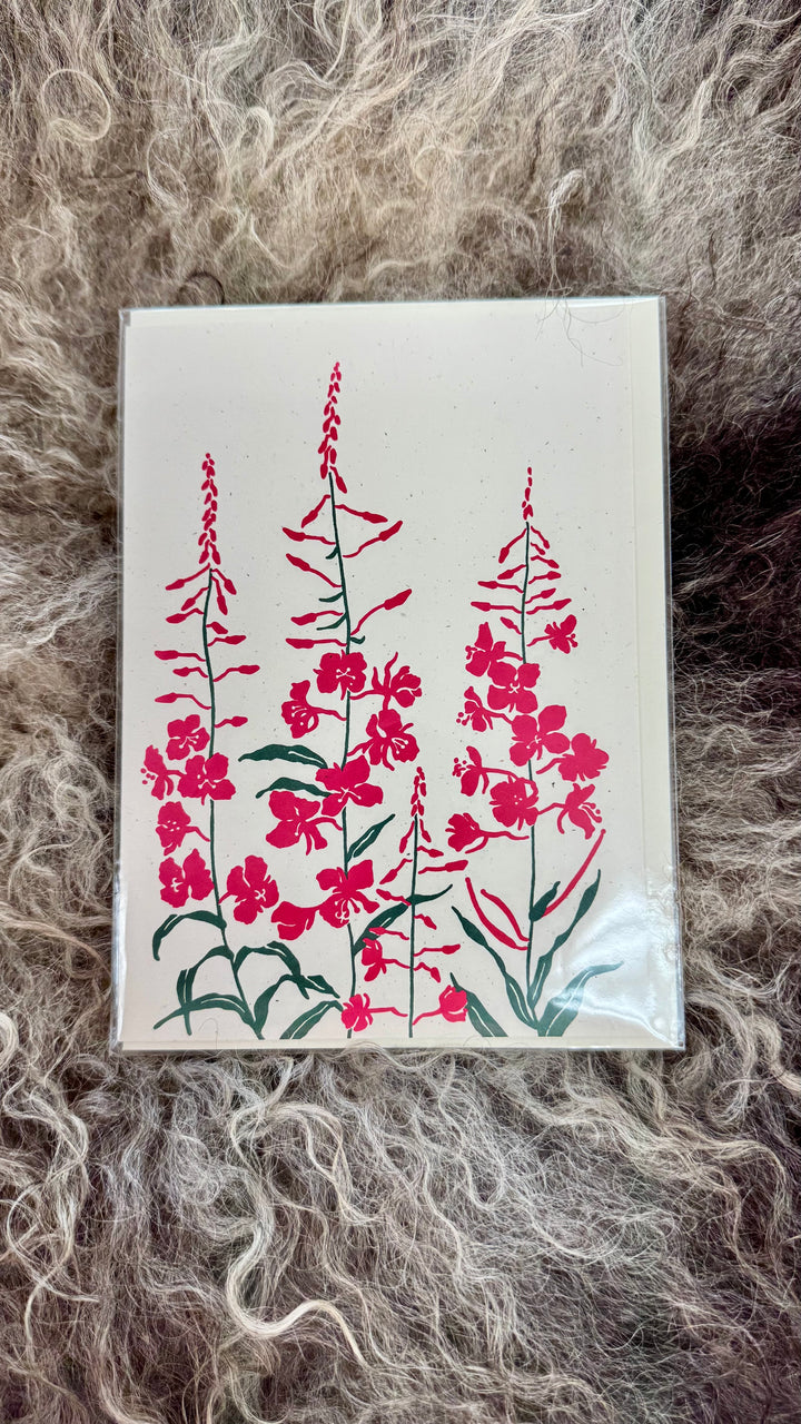 Block Print Fireweed Card