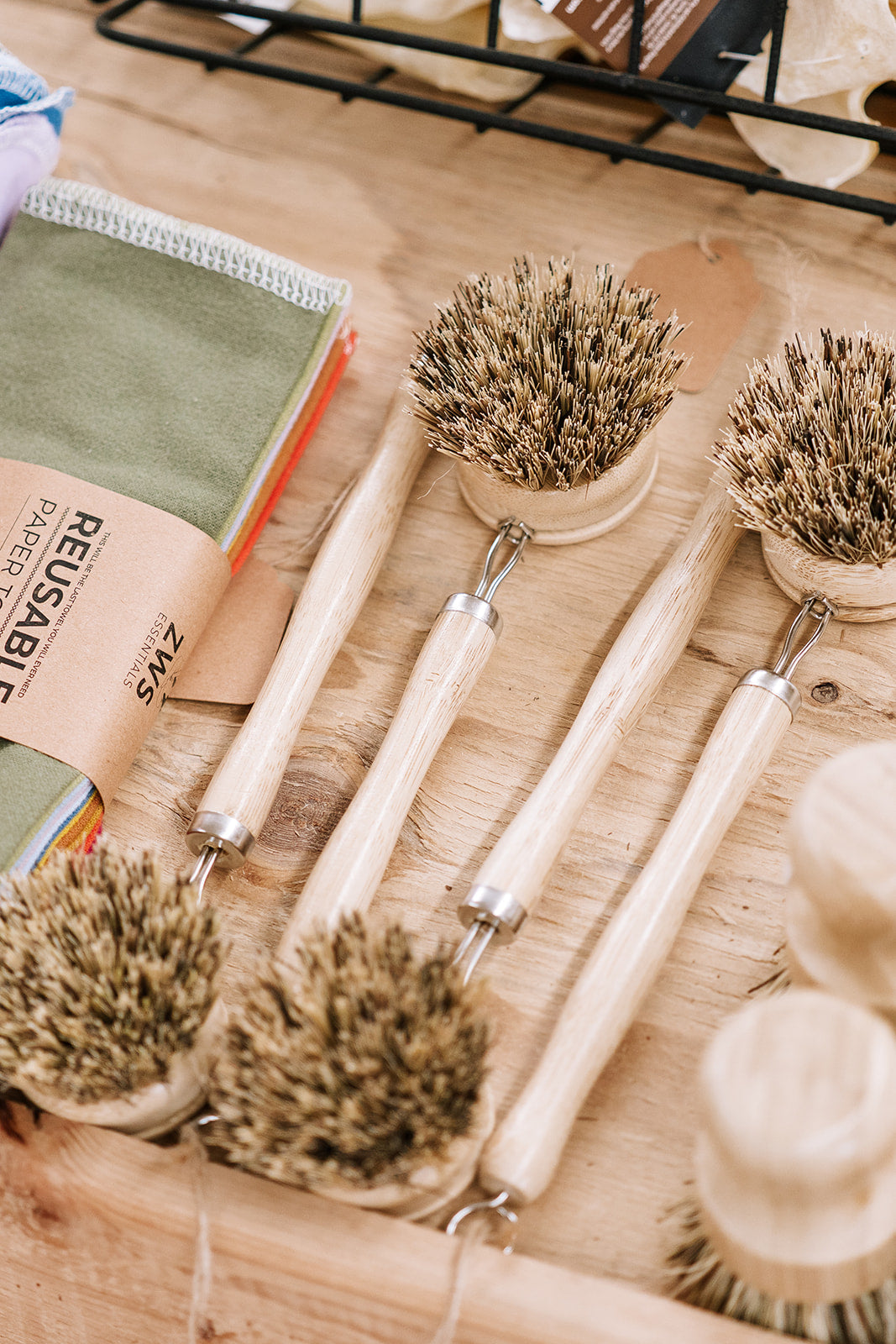 Long Handle Wood Scrub Brush w/ Replaceable Head