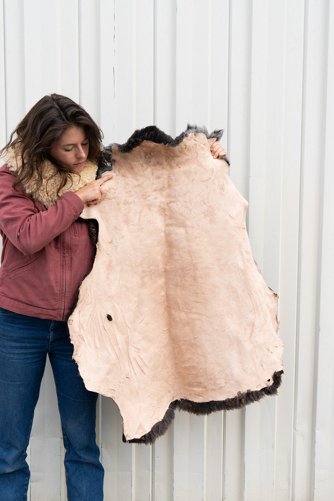 AFFOGATO - Katahdin Sheepskin "A1" - White and brown spotted