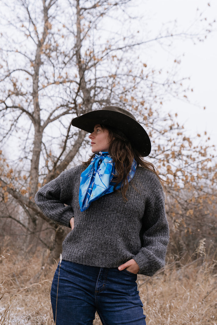 Blue Cyanotype Silk Wild Rag Scarf & Bandana
