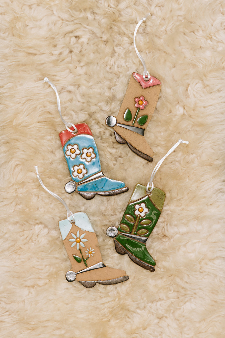 Ceramic Cowboy Boot Ornaments