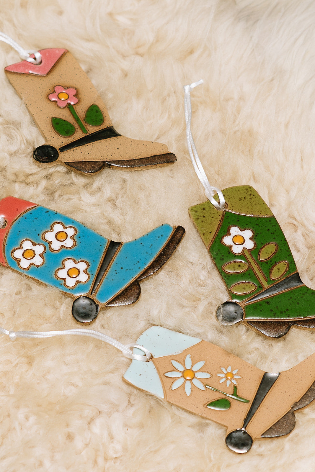 Ceramic Cowboy Boot Ornaments