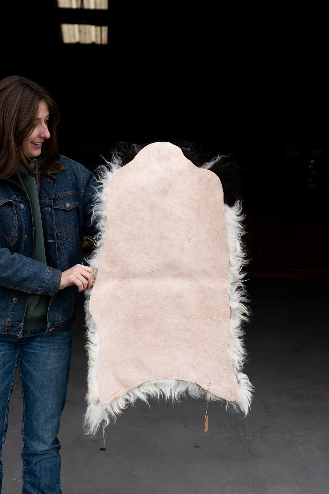 MARBLE - Icelandic Sheepskin "BB" - White with Black Spots