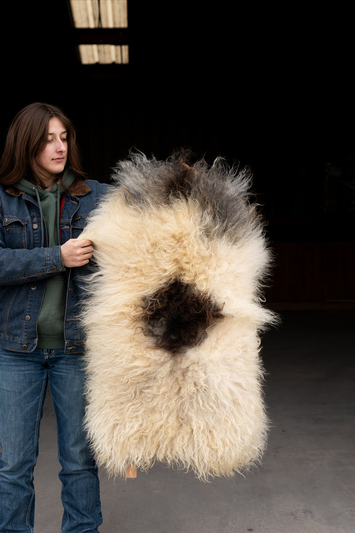 ECLIPSE - Icelandic Sheepskin "DD" - White with Black Spot