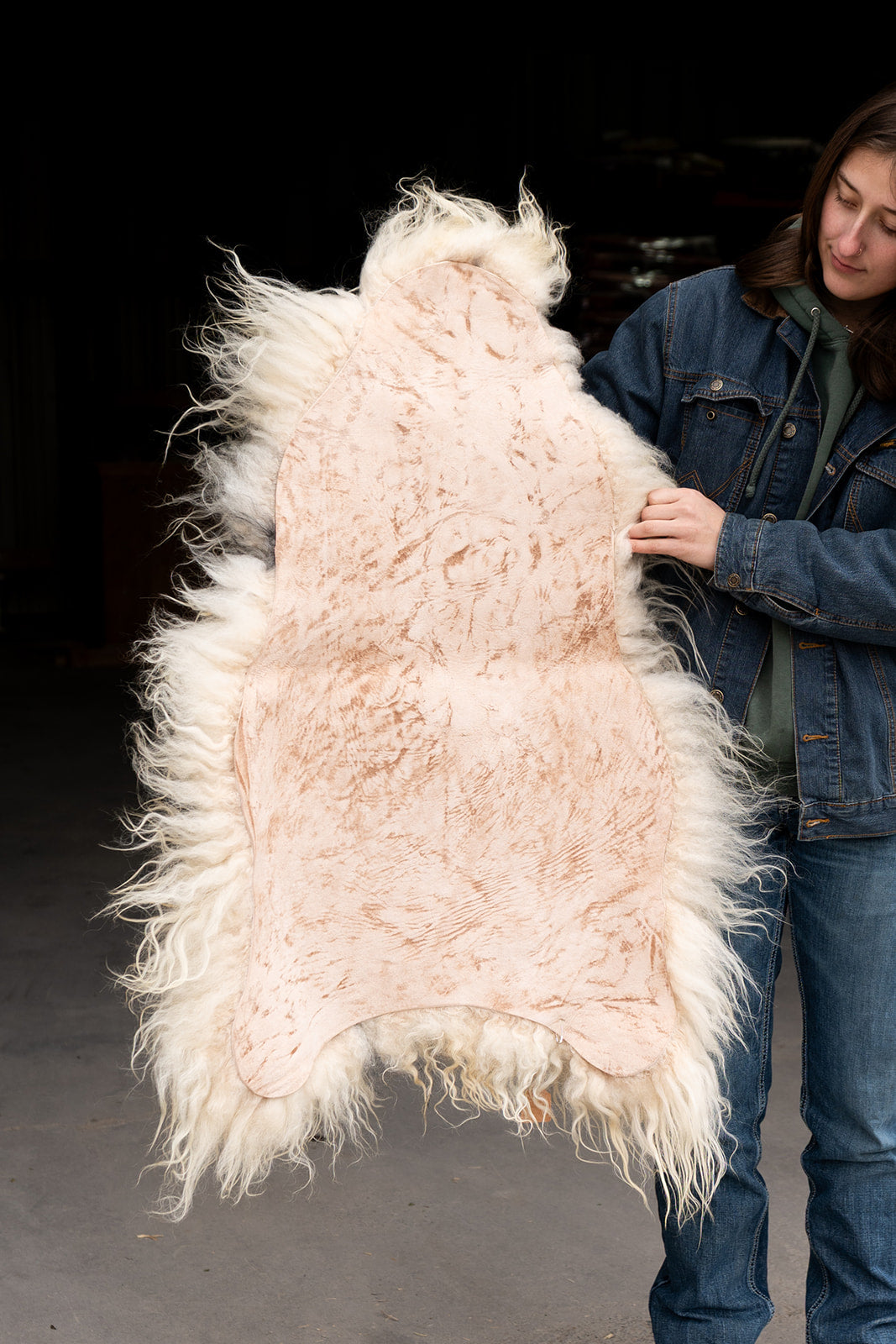 INKBLOT - Icelandic Sheepskin "LL" - White with a Black Spot